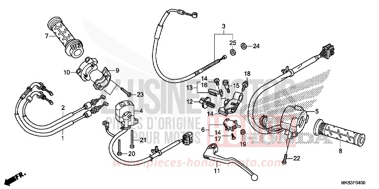 HEBELGRIFF/SCHALTER/KABEL von CBR1000RR „Fireblade“ GRAPHITE BLACK (NHB01) von 2016